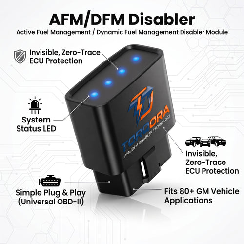 Torqora Pro AFM/DFM Disabler | Plug-In for GM V6 & V8, Full Cylinder Mode, OBD-II Installation